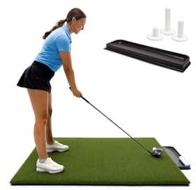 Dura-Pro Premium Turf Indoor/Outdoor Golf Mat. Bonus Tray + 3 Rubber Tees (Advantage 4'x5' Golf Mat (30mm))