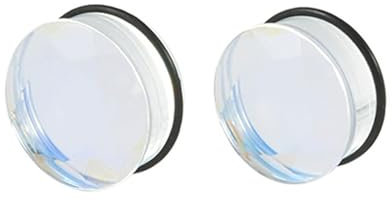 Homxi 2 Stück 6mm Flesh Tunnel,Glas Ohr Plug 2G Ohrstecker Plug Rund mit Silikon Tunnel Kit Transparent