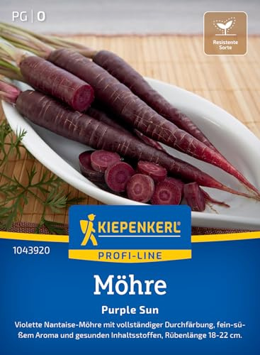 Kiepenkerl Möhrensamen Purple Sun 1043920, Gemüsesaat | Attraktive violette Karotten für den Garten, Saatgut für 8-10 laufende Meter