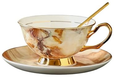 MOOWI Tasses Service à thé européen de Luxe léger en Porcelaine, Ensemble de Tasses à café Haut de Gamme rétro, thé de l'après-midi Britannique Tasse de café