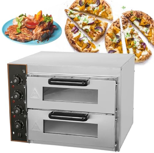 Double-Layer Electric Pizza Maker Machine, Commercial Countertop Pizza Oven 16 inch,Timer Stainless Steel Pizza Cooker,110V