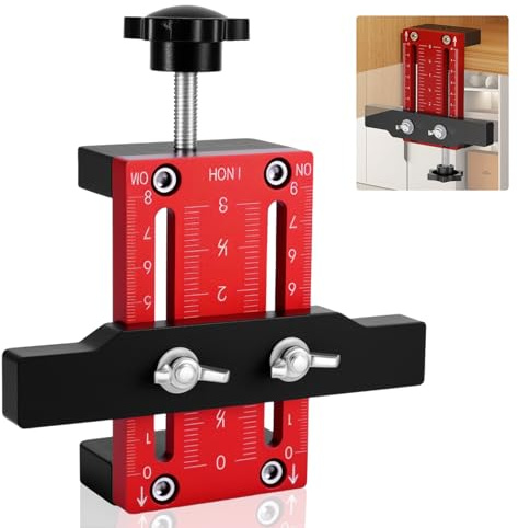 SUNJULY Posicionador de instalación de puerta de armario ajustable con longitud ajustable, soporte de montaje para puerta de gabinete, montaje de hardware para puertas de armario, colgador de armario