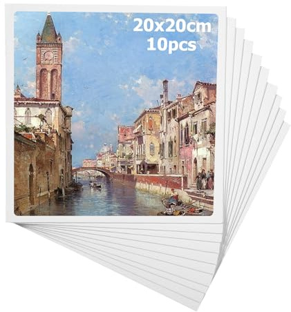 10 Leinwand zum Bemalen Set 20x20cm,Leinwand Set,Weiße Kleine Leinwände | Geeignet für Liebhaber der Malerei