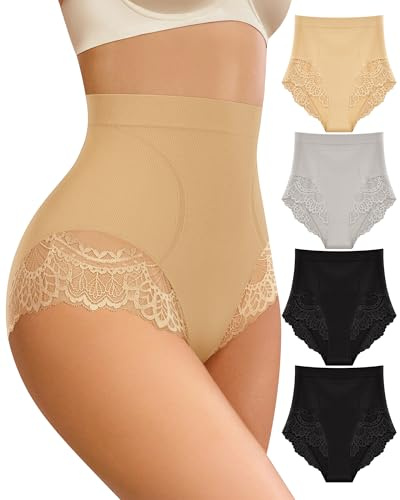 MIOTAN Damen Bauchweg Figurformende Unterwäsche, Bauch Weg Slip Mehrpack, Taillenslip Frauen, Hohe Taille Unterhosen, Womens Underwear, L