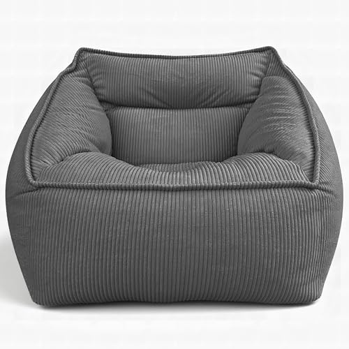 Aiire Sillón Puff con Relleno Incluido - Puf Salon, Dormitorio y Habitación Juvenil Moderno - Funda en Pana Premium Desenfundable y Lavable - Bean Bag XXL Gigante para Adultos [100x100x80]