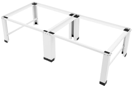 Doppel Waschmaschinen-Untergestell, Stabiler Doppelständer aus Stahl, max Lastlager 2x150Kg, Universal Waschmaschinenbasis für Waschmaschine und Trockner mit Rutschschutzmatte, 32cm Hohe Weiß