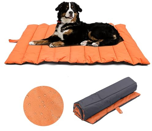 Hengrongshen Hundedecke Wasserdicht und Waschbar 110×68 cm – Weiche rutschfeste Haustierdecke für Sofa, Auto & Outdoor, Kuschelige Decke Geeignet für Hunde & Katzen (Orange)