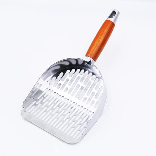 JONKEYPENY 2-in-1 6mm and 4mm Cat Litter Scoop, Slit Litter Scooper, Stainless Steel Litter Scooper, Tofu Cat Litter, Pellet Litter Scoop, with Stainless Steel Hook Handle
