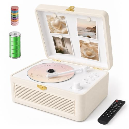 CD Players for Home Retro: Kegaudio CD Player Portable Bluetooth White PU | Vintage CD-Player with Speakers & Radio & Remote Control Support USB/AUX Playback Headphone jack