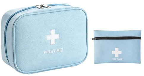 Rieoany Reiseapotheke Tasche, Medikamententasche Klein, Notfalltasche Schule, Wasserdicht und Feuchtigkeitsbeständig, Blau (S & M)