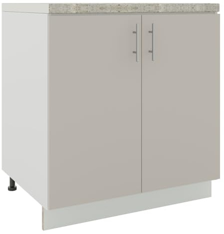 JD Greta Adjustable Kitchen Sink Base Unit - 800mm - Sink Cabinet with Doors & Worktop - Cashmere Matt