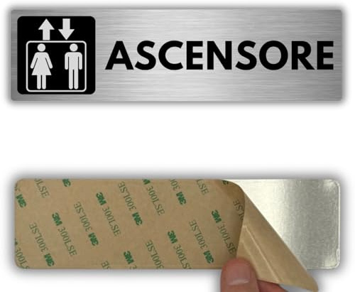 LEIASA | Cartello Ascensore - 5x18 cm - Alluminio - Salita e Discesa Piani | Targa Ascensore Montacarichi, Adesivo Pulsantiera, Segnale Portata Massima, Placca Ascensore Cabina, Insegna Vano Corsa