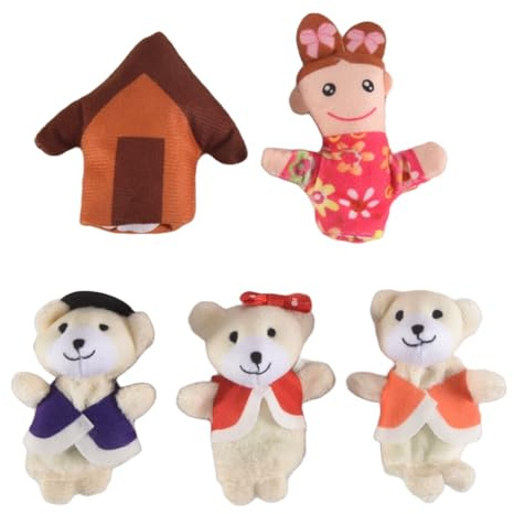 Elydiva Lot de 5 pcs Marionnettes a Doigts Comptine Conte de Fee Boucle d'or et Trois Ours