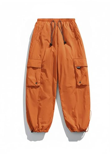 TDHLW Orange,XL, Damen Herren Freizeit Ski Baggy Cargo Loose Fit wasserdichte Skihose Verdickte Schneesport Snowboard Winterhose