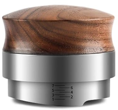Helilyco per distributore e livellatore di caffè in acciaio inox con manico in legno di noce, 51 mm/58 mm 58 mm