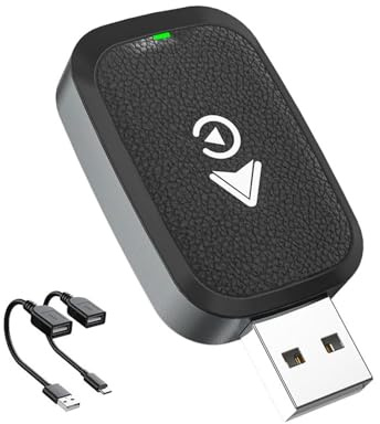 per VW Golf III, IV, V, VI, VII, VIII (1991-2026), Wireless Adattatore CarPlay USB Connessione Veloce e Stabile Senza Ritardi,A/Black