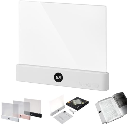 Leselampe Buch LED Buchlampe Leselicht Buch, USB Wiederaufladbare, 1X, Weiß | Tragbare Smart LED Book Light, Flaches Buchlicht mit 3 Lichtfarben und Timer, für Nachtlesen ins Bett