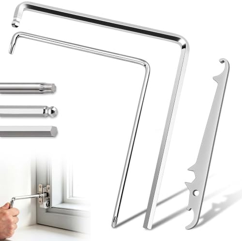 Zalava Juego de 3 herramientas de ajuste de ventana de acero de alta calidad con llave de rodamiento de esquina y llave de ajuste, hexagonal de 4 mm, Torx TX15 y rótula de 4 mm | Para el ajuste de puertas, ventanas, herrajes de ventanas