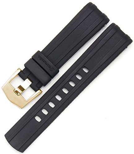 BIK Klockarmband för Omega SEAMASTER 007 PLANET OCEAN AT150 Pin Spänne Silikon Klockarmband Klocktillbehör Armband av gummiklocka(Black-Gold Buckle)