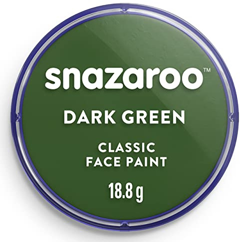 Snazaroo 1118455 Schminkfarbe - Dunkelgrün, 18ml Topf - hautfreundliche Gesichtschminke auf Wasserbasis, wasservermalbar, parabenfrei, Face & Bodypaint Farbe für Kinder & Erwachsene