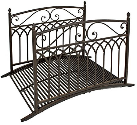 Gravidus dekorative Gartenbrücke Metall 200 kg Traglast Edelrostoptik mit Geländer robust & langlebig für Garten & Teich