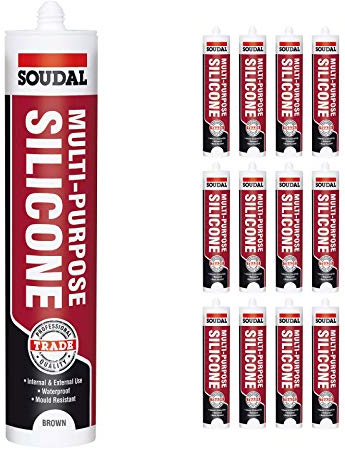 Soudal Trade Multi-Purpose Construction Sealant Silicone (12 Pack) - Brown