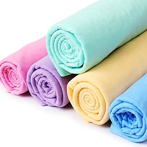 5 Pièces Peau de Chamois Chiffons de Nettoyage de Voiture Naturelle Chiffons de Nettoyage Chiffon Serviette de séchage Super Doux et Absorbant (43cmx32cm)