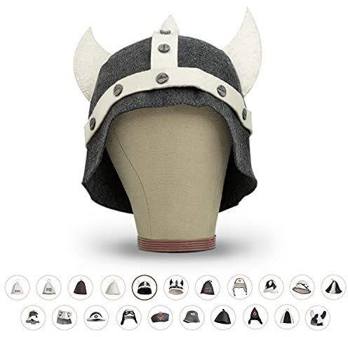 LoFelt® cappello da sauna - in feltro per lui e per lei inclusa guida - ideale per una straordinaria esperienza di wellness - motivo Germanius (scuro) - berretto da sauna cappuccio da sauna