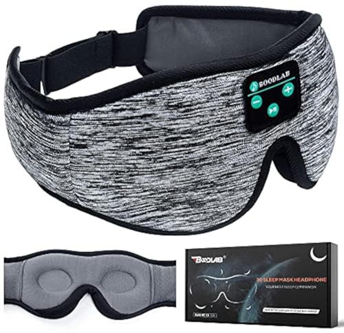 Boodlab Schlafkopfhörer Schlafmaske, 3D Schlafaugenmaske mit ultradünnen HD Stereo Lautsprechern Waschbar Einstellbar für schlafende Seitenschläfer, Flugreisen, Yoga, Meditation, Urlaub