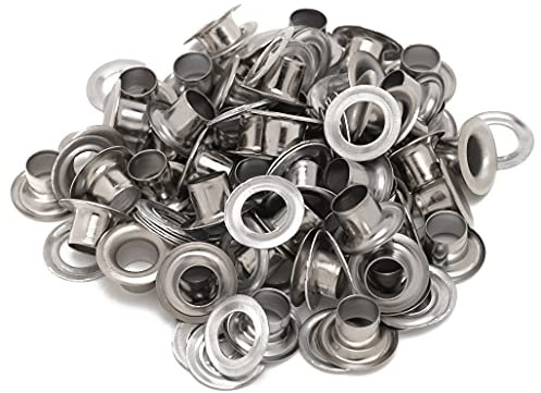 Trimming Shop Iron Eyelets Grommets with Aluminium Washers for Clothing Decoration, Leather Work, Scrapbooking, Art and Craft, DIY Projects (6.5mm, Silver, 50pcs)