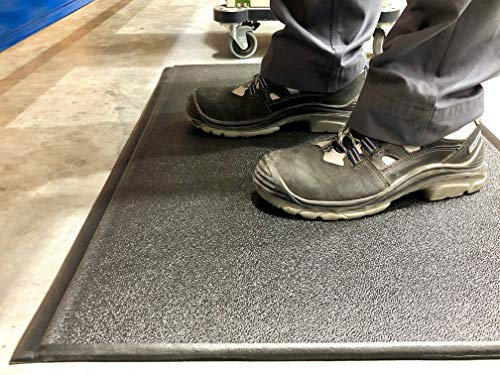 DUPLEX | PROFI Komfort-Arbeitsplatzmatte | 2-lagig mit gehärteter Oberfläche + ergonomisch | Vinyl/Nitril-Schaum – Ölbeständig | 13 mm hoch | Schwarz (90cm x 400cm, Genarbt)