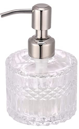 YunNasi Dosatore Sapone Liquido Vetro Dispenser Sapone Realizzato in Vetro e Acciaio Inossidabile per Detersivo per Piatti, Lozione Shampoo, Controsoffitto Bagno, Cucina, Lavanderia (Style 5)