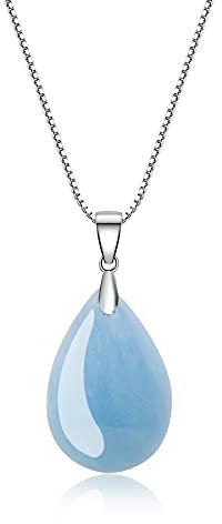 COAI Geschenkideen Damen 925s Halskette aus Edelsteine Träne der Engel Anhänger aus Aquamarin