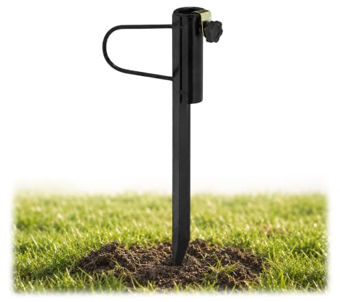 Relaxdays Rasendorn für Sonnenschirm, Stangendicke bis 32 mm, schwarz | für Garten, Camping, Strand, Schirmständer, Stahl