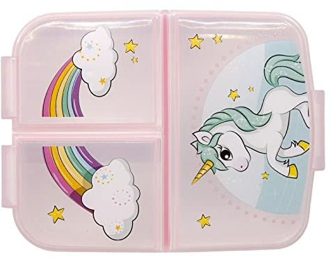 OM SUPPLIES Unicorn Reusable Sandwich Lunch Box 3 Multi Compartment Kids Children School (Unicorn)