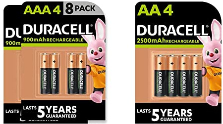 Duracell Rechargeable AAA 900 mAh Micro Akku Batterien HR03, 8er Pack [Amazon exklusiv] & Rechargeable AA 2500 mAh Mignon Akku Batterien HR6, 4er Pack