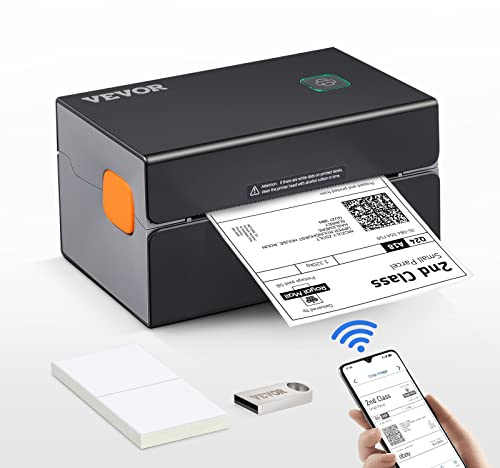 VEVOR Imprimante Étiquettes Thermique Direct 4x6 Code à Barres USB Bluetooth 150 mm/s 300 dpi Colis Expédition Compatible avec Amazon/eBay/Etsy/UPS Prise en Charge Windows/MacOS/Linux/Android/IOS Noir