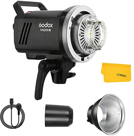 Godox MS200-V MS200V Flash de estudio 200W, GN53 5800K, tiempo de carga 0.1-1.3s, Bowens Mount, sistema 2.4G X para fotografía, iluminación, Portrai Monoluci Flash Light
