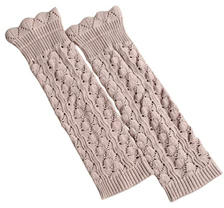 YLfly Damen Strick Stulpen Socken Beinstulpen Boot-Abdeckung Beinlinge(Beige)