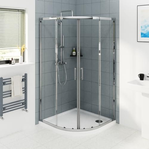NRG 1000 x 1000mm Chrome Framed Quadrant Shower Enclosure Sliding Door 6mm Easy Clean Glass