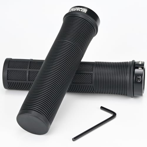 1 paio di manopole per manubrio della bicicletta, in gomma antiscivolo con blocco in alluminio, 22 mm, manopole ergonomiche per bicicletta, MTB, BMX (nero)