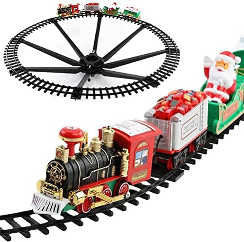 Árbol de Navidad, Tren Eléctrico de Juguete con Control Remoto Grande Actualizado para Niños y Niñas, Humo, Sonido de Luces, Kits de Ferrocarril (43 * 36.5 * 8CM)