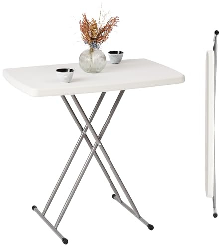 Small Folding Table – Height Adjustable, Lightweight & Foldable (30.1 L x 19.5 W (76.5 x 49.5 cm) – Portable Table for Home, Office & Outdoor Use – Perfect for Camping, Garden, BBQ, and Kitchen