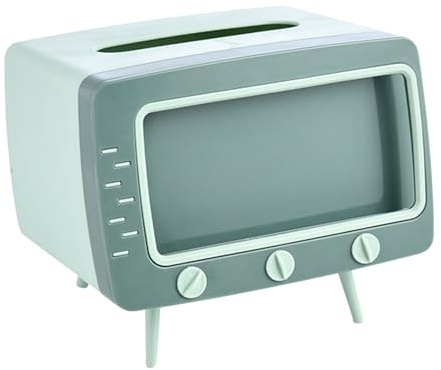 Wpsagek TV-Tücherbox – Vintage-Tücherbox mit Handy-Ständer – TV-förmiger Taschentuchspender Box Telefonhalter für Badezimmer/Wohnzimmer/Schlafzimmer-Kommode/Nachttisch/Schreibtisch/Tisch