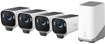 eufyCam S3 Pro 4-Cam Kit, Solar Camera Outdoor Wireless, Colour Night Vision, 4K Security Camera with Solar Panel, Forever Power 2.0, Face Recognition AI, Expandable Local Storage, No Monthly Fee