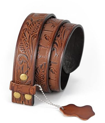 LVUNZJCA Gürtel für Herren Vintage-Gürtel im Punk-Stil ohne Schnalle, Herrengürtel, personalisierter Gürtel für Jeans, lässig(Camel)