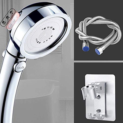 Duschkopf Hochdruck-Duschkopf mit Schlauch und Halter 1,5 m, 3 Sprühmodi, Duschköpfe zur Erhöhung des Drucks, Multi-Modus-Kopf, universeller runder Duschkopf für Badezimmer – ohne Bohren (Farbe: