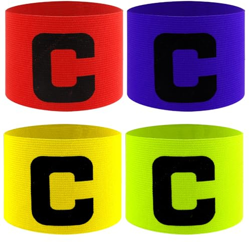 4pcs Captains Armband,Captain Armband Football,Captain Armbands,Soccer Captain Armband,Captains Armband Adjustable Football,Armband Captain's Armband For Football Hockey,Rugby(Red,Blue,Green,Yellow)