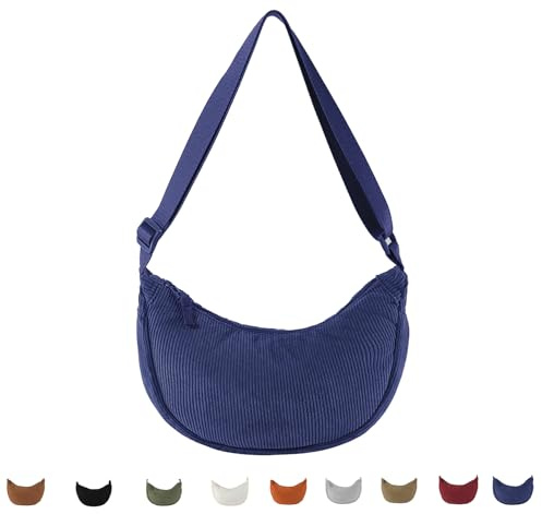 Borsa a mezzaluna da donna, in velluto a mezza luna, borsa a tracolla a mezzaluna, borsa a tracolla Hobos tinta unita con tracolla regolabile per viaggi, lavoro, scuola, uso quotidiano