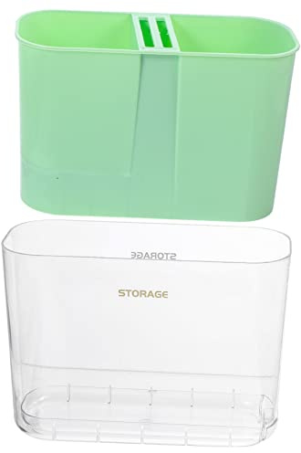 Cabilock Porta Cubiertos de Cocina Verde de Plástico Ventilación y Montaje en Pared, Organizador Multifuncional para Utensilios en Encimera o Lavavajillas